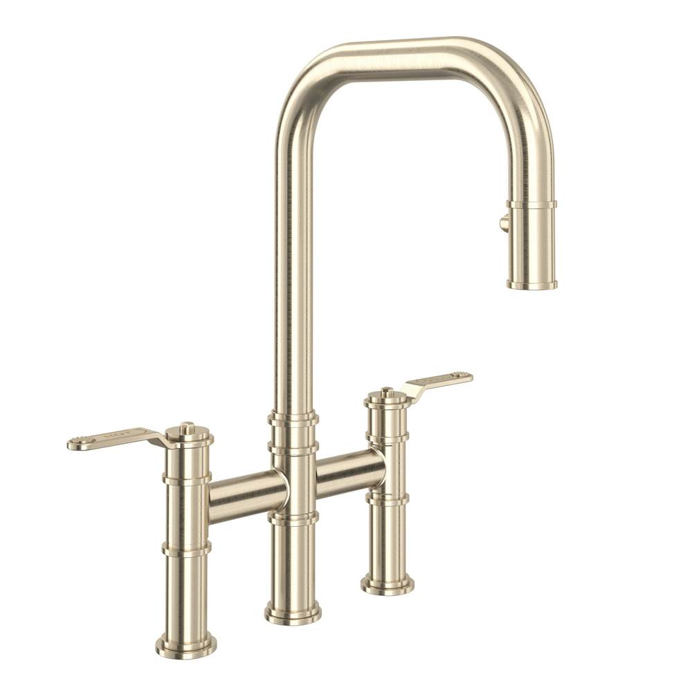 Rohl - ArmstrongE Pull-Down Bridge Kitchen Faucet With U-Spout - Satin Nickel