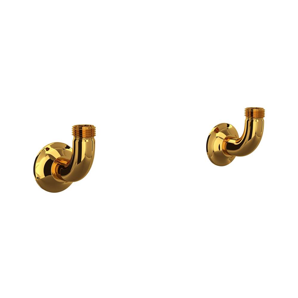 Rohl - Georgian EraE Bridge Kitchen Faucet Wall Unions - Unlacquered Brass