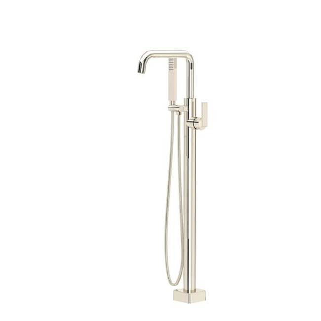 Rohl - Modern Single Hole Floor Mount Tub Filler Trim - Polished Nickel