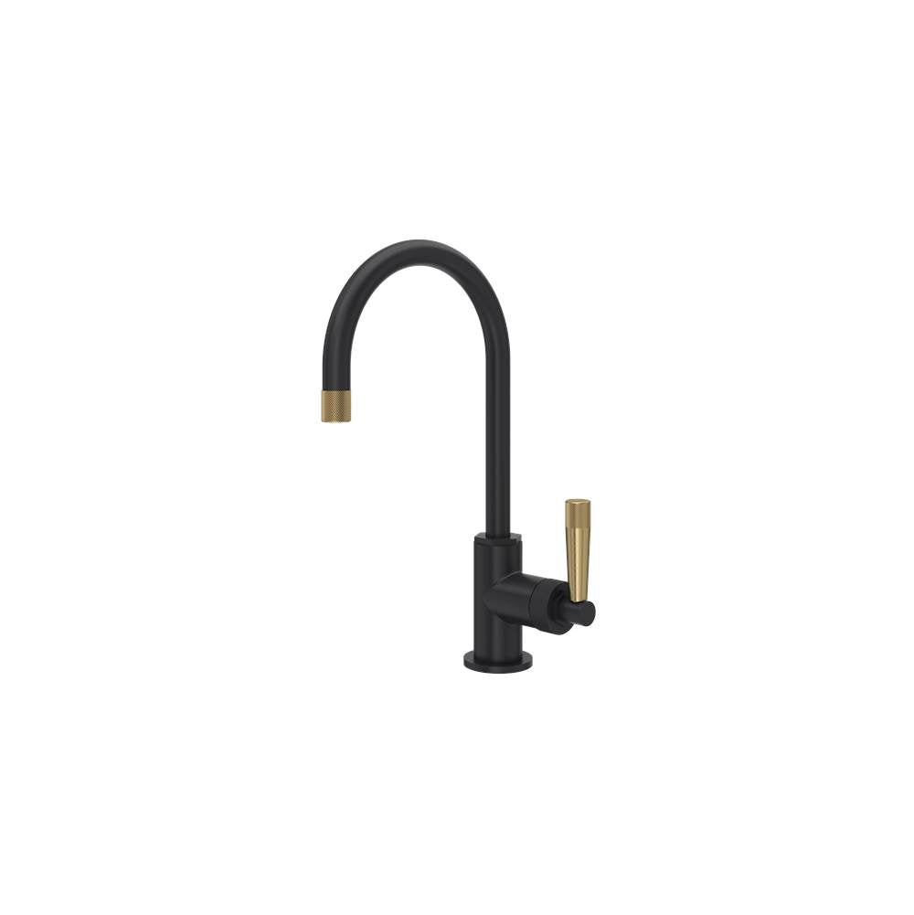 Rohl - Graceline Bar/Food Prep Kitchen Faucet With C-Spout - Matte Black With Antique Gold