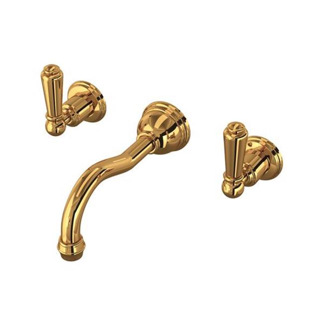 Rohl - EdwardianE Wall Mount Lavatory Faucet Trim With Column Spout - English Gold