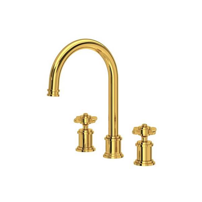 Rohl - ArmstrongE Widespread Lavatory Faucet With C-Spout - Unlacquered Brass