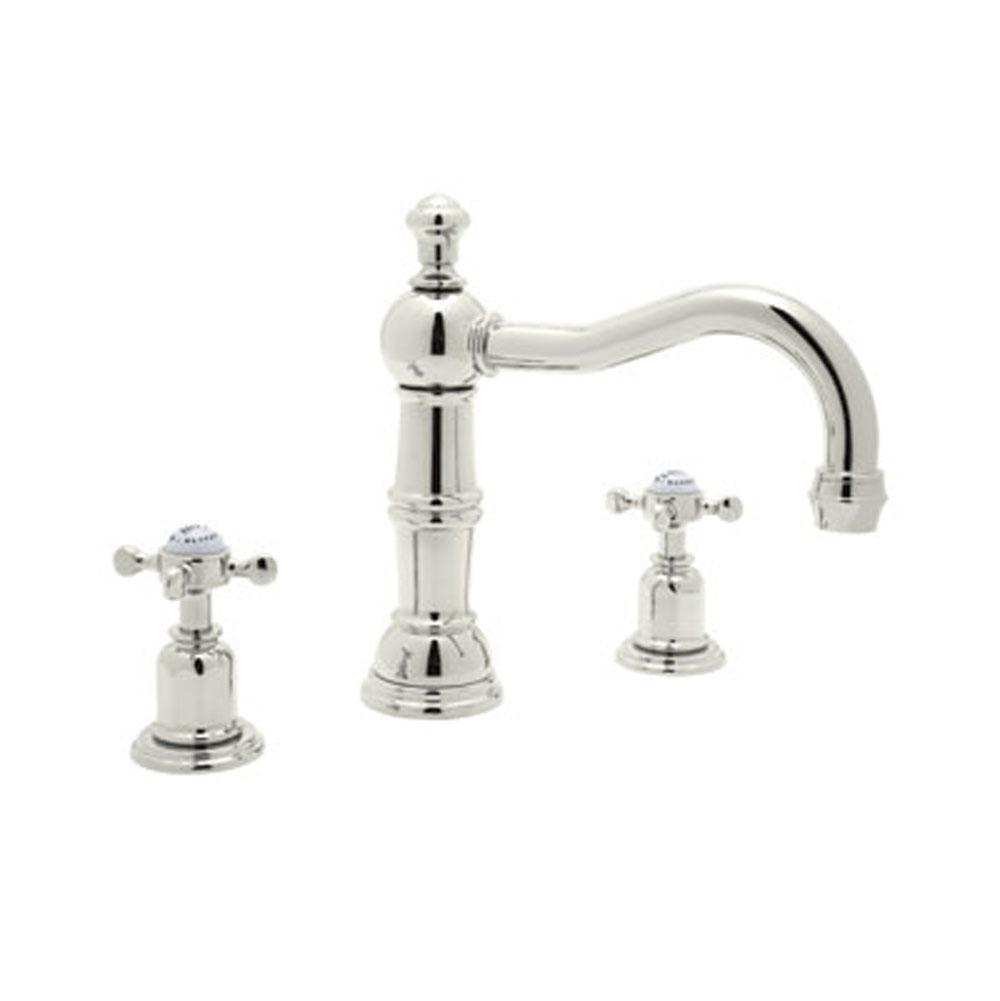 Rohl - EdwardianE Widespread Lavatory Faucet With Column Spout - Polished Nickel