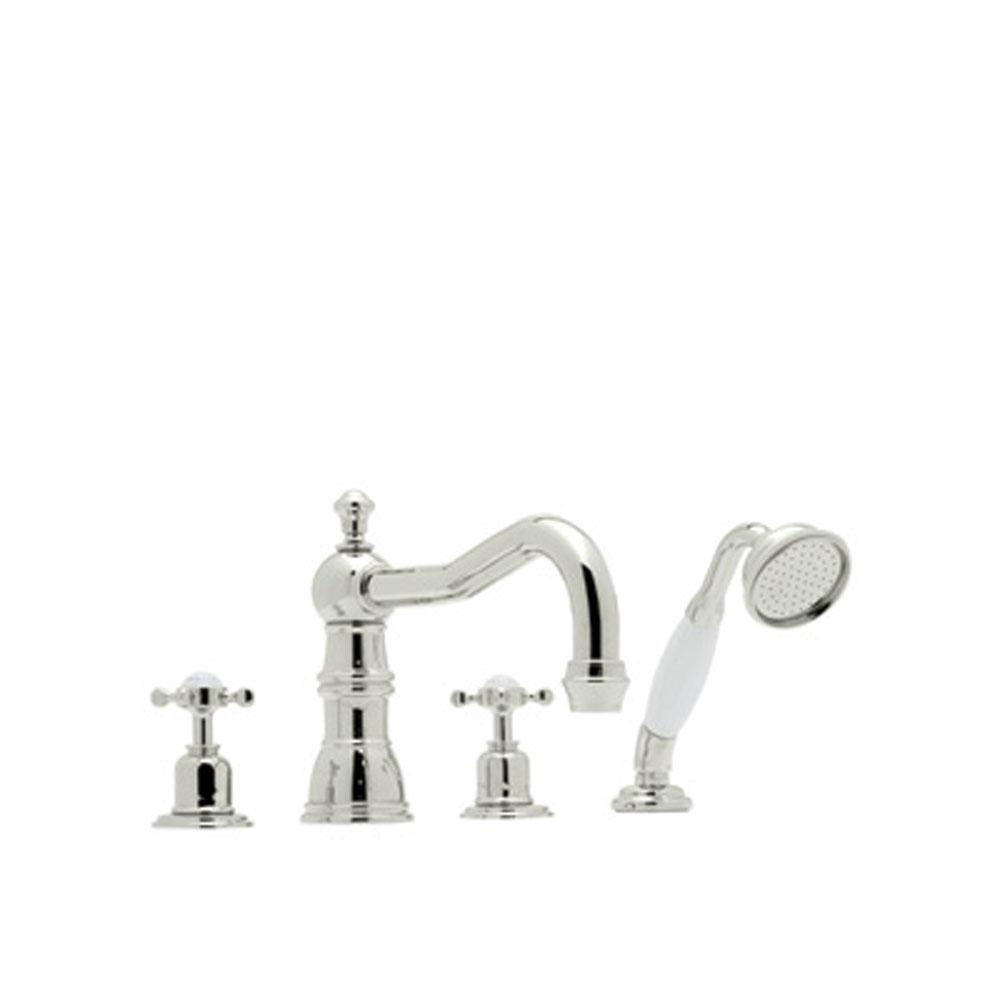 Rohl - EdwardianE 4-Hole Deck Mount Tub Filler With Column Spout - Polished Nickel