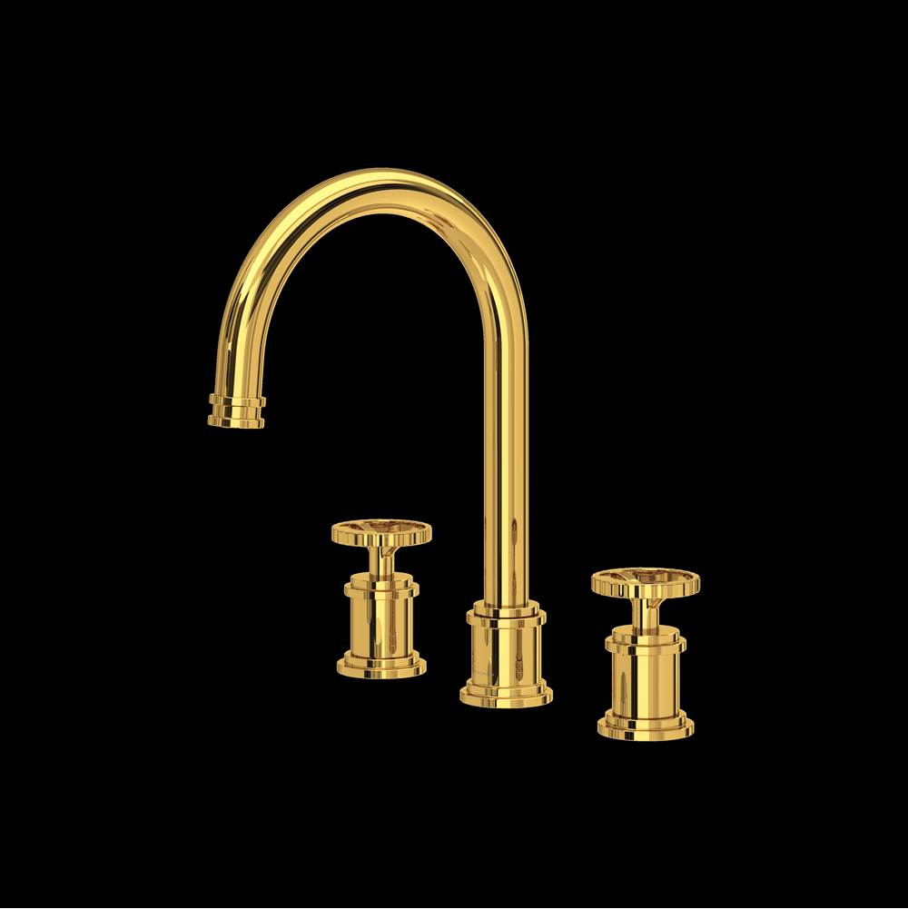 Rohl - ArmstrongE Widespread Lavatory Faucet With C-Spout - Unlacquered Brass