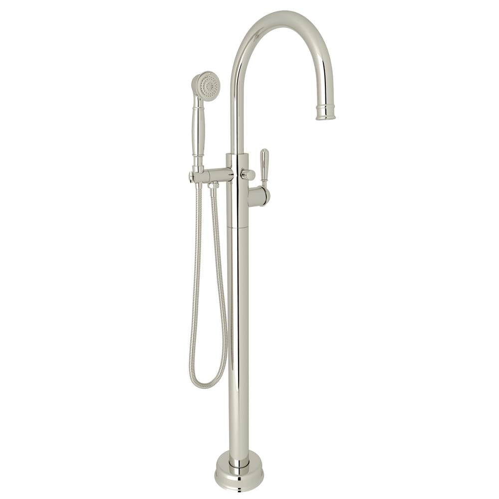 Rohl - Traditional Single Hole Floor Mount Tub Filler Trim - Polished Nickel