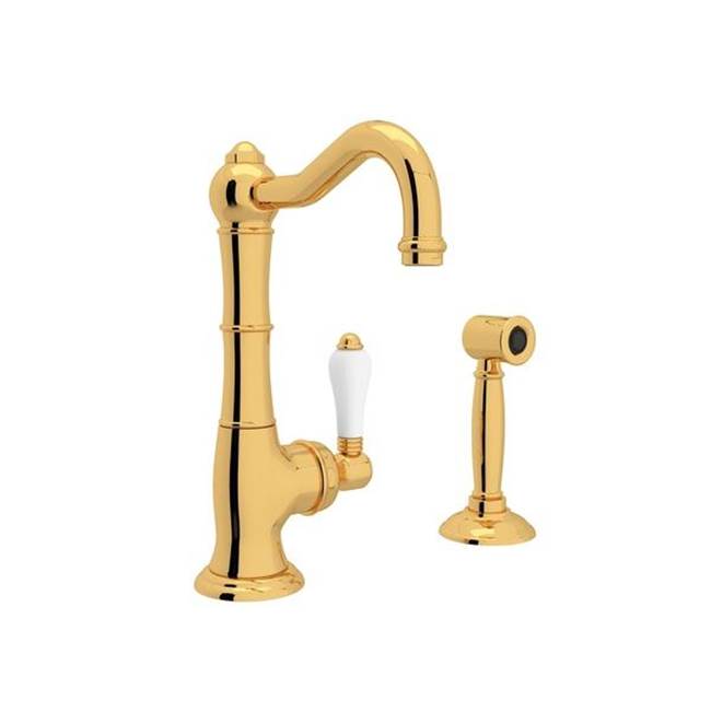 Rohl - Acqui Kitchen Faucet With Side Spray - Italian Brass