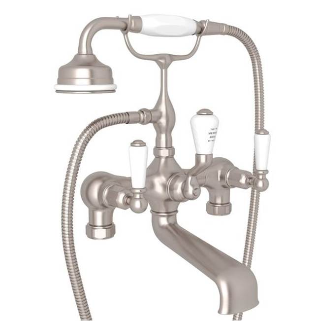 Rohl - EdwardianE Two Hole Tub Filler Without Risers - Satin Nickel