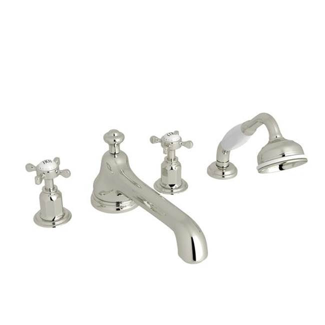 Rohl - EdwardianE 4-Hole Deck Mount Tub Filler With Low Spout - Polished Nickel