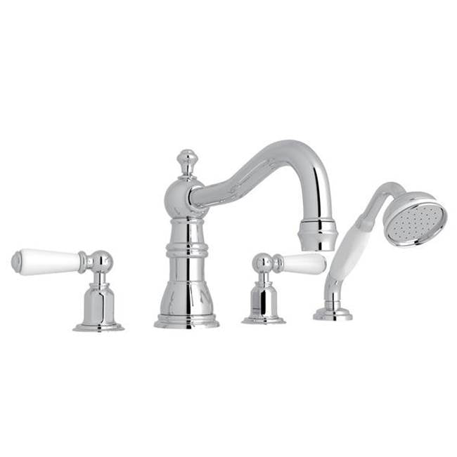 Rohl - EdwardianE 4-Hole Deck Mount Tub Filler With Column Spout - Polished Chrome