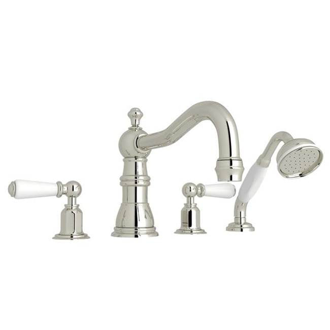 Rohl - EdwardianE 4-Hole Deck Mount Tub Filler With Column Spout - Polished Nickel