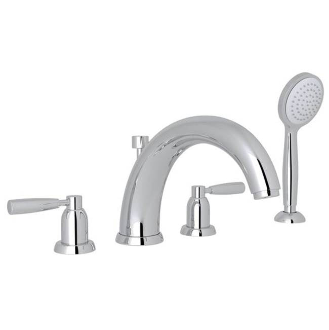 Rohl - HolbornE 4-Hole Deck Mount Tub Filler With U-Spout - Polished Chrome