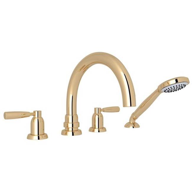 Rohl - HolbornE 4-Hole Deck Mount Tub Filler With C-Spout - English Gold