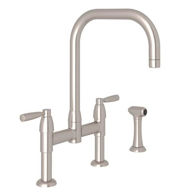 Rohl - HolbornE Bridge Kitchen Faucet With U-Spout and Side Spray - Satin Nickel