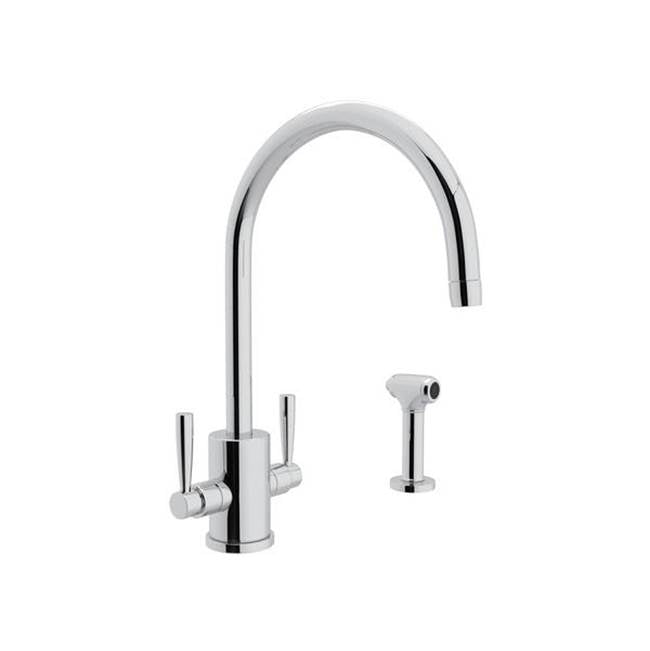 Rohl - HolbornE Two Handle Kitchen Faucet With Side Spray - Polished Chrome