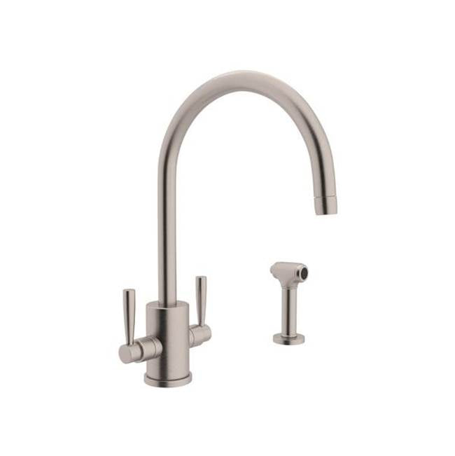 Rohl - HolbornE Two Handle Kitchen Faucet With Side Spray - Satin Nickel