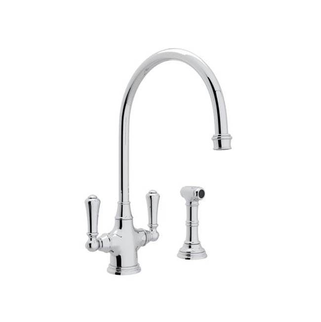 Rohl - Georgian EraE Two Handle Kitchen Faucet With Side Spray - Polished Chrome