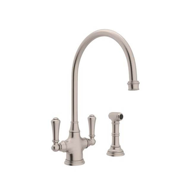 Rohl - Georgian EraE Two Handle Kitchen Faucet With Side Spray - Satin Nickel