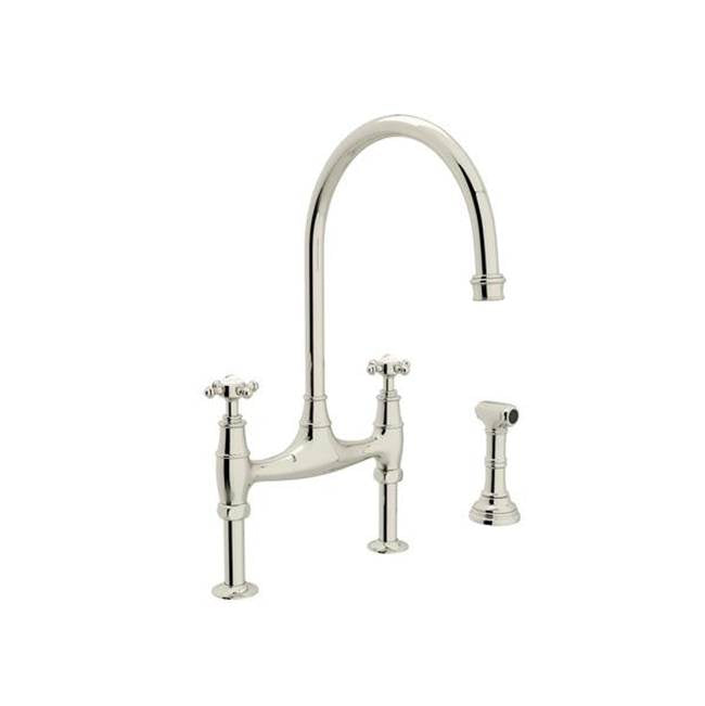 Rohl - Georgian EraE Bridge Kitchen Faucet With Side Spray - Polished Nickel
