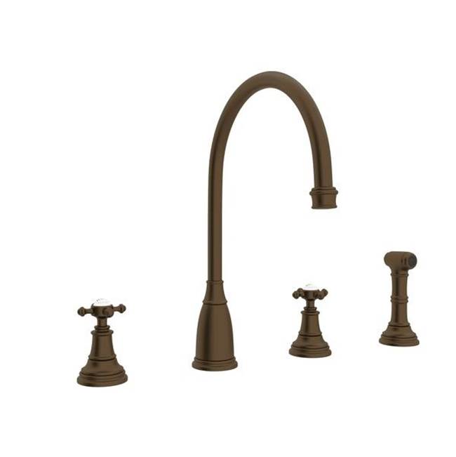 Rohl - Georgian EraE Two Handle Kitchen Faucet With Side Spray - English Bronze