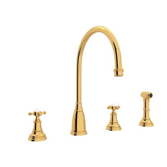 Rohl - Georgian EraE Two Handle Kitchen Faucet With Side Spray - English Gold