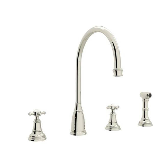 Rohl - Georgian EraE Two Handle Kitchen Faucet With Side Spray - Polished Nickel