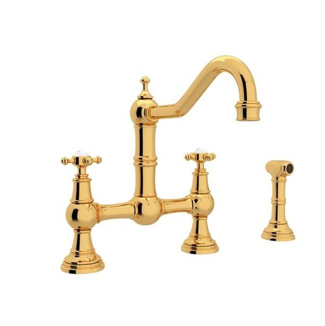 Rohl - EdwardianE Bridge Kitchen Faucet With Side Spray - English Gold