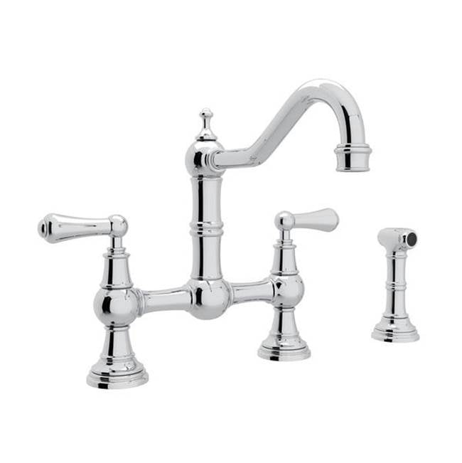 Rohl - EdwardianE Bridge Kitchen Faucet With Side Spray - Polished Chrome