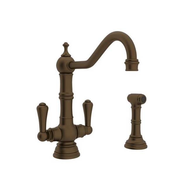Rohl - EdwardianE Two Handle Kitchen Faucet With Side Spray - English Bronze