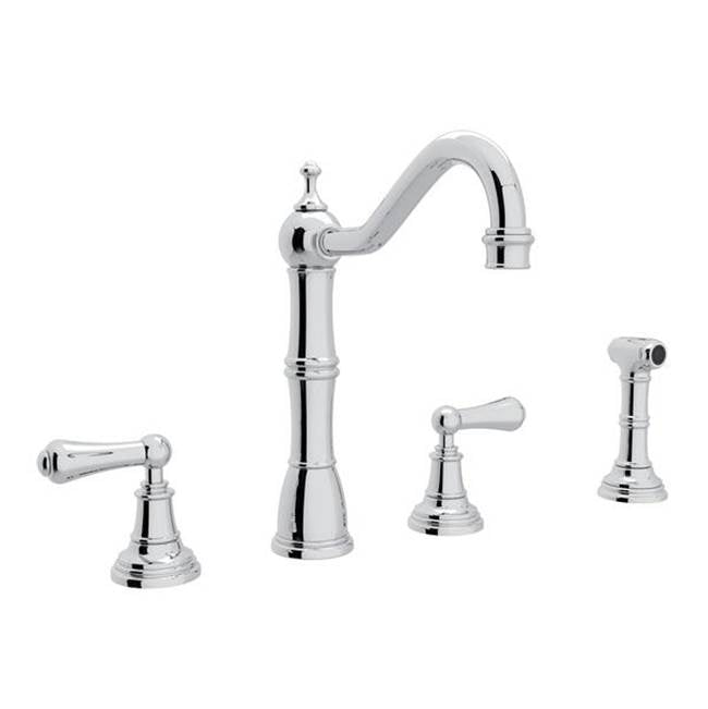 Rohl - EdwardianE Two Handle Kitchen Faucet With Side Spray - Polished Chrome