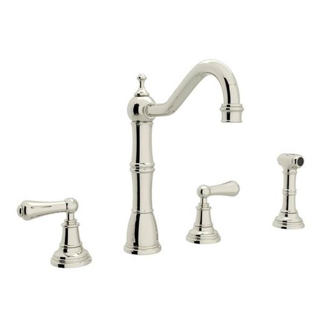 Rohl - EdwardianE Two Handle Kitchen Faucet With Side Spray - Polished Nickel