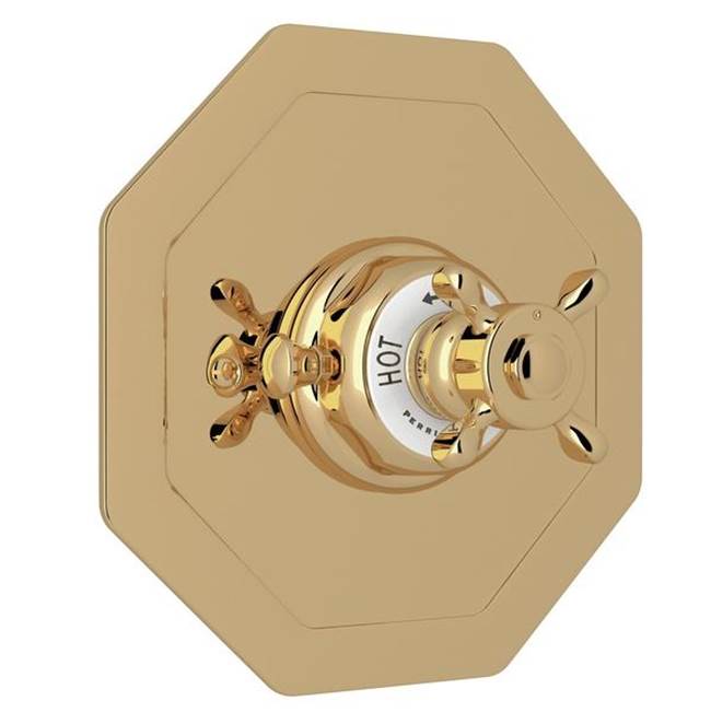 Rohl - EdwardianE 3/4'' Octagonal Thermostatic Trim Without Volume Control - Unlacquered Brass