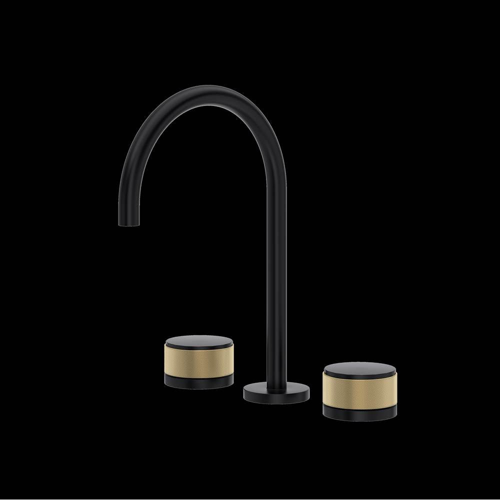 Rohl - AmahleE Widespread Lavatory Faucet With C-Spout - Matte Black With Antique Gold