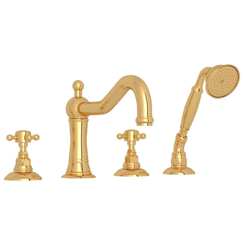 Rohl - Acqui 4-Hole Deck Mount Tub Filler - Unlacquered Brass