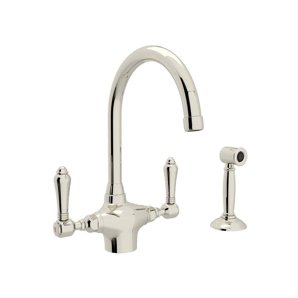 Rohl - San Julio Two Handle Kitchen Faucet With Side Spray - Polished Nickel
