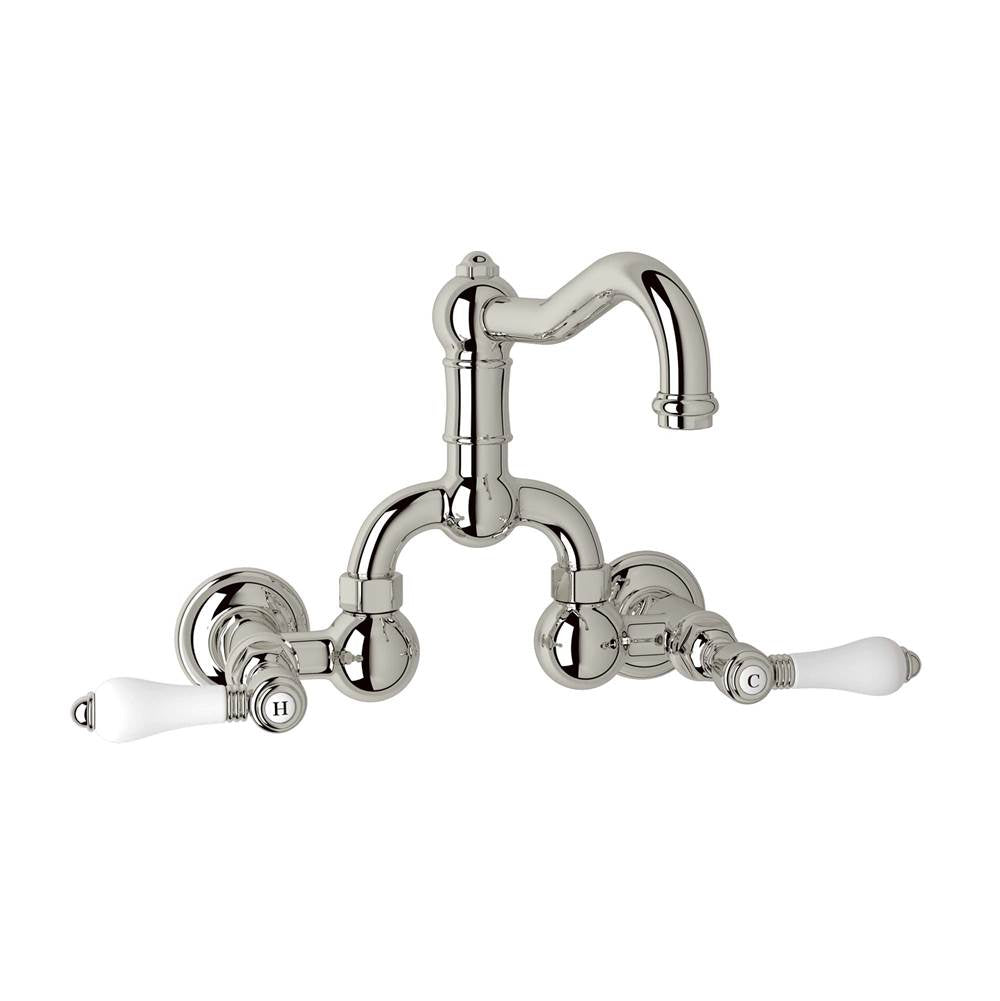 Rohl - Acqui Wall Mount Bridge Lavatory Faucet With Column Spout - Polished Nickel