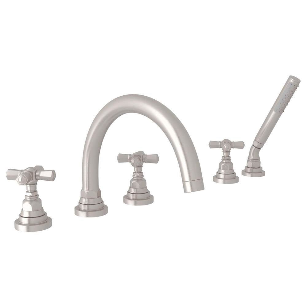 Rohl - San GiovanniE 5-Hole Deck Mount Tub Filler - Satin Nickel