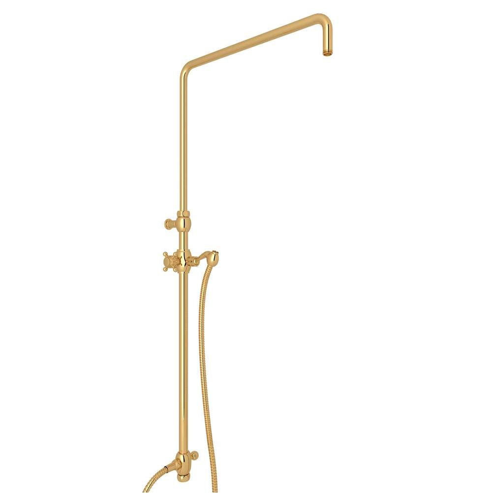 Rohl - Riser With Diverter, Hose And Sliding Handshower Holder - Italian Brass