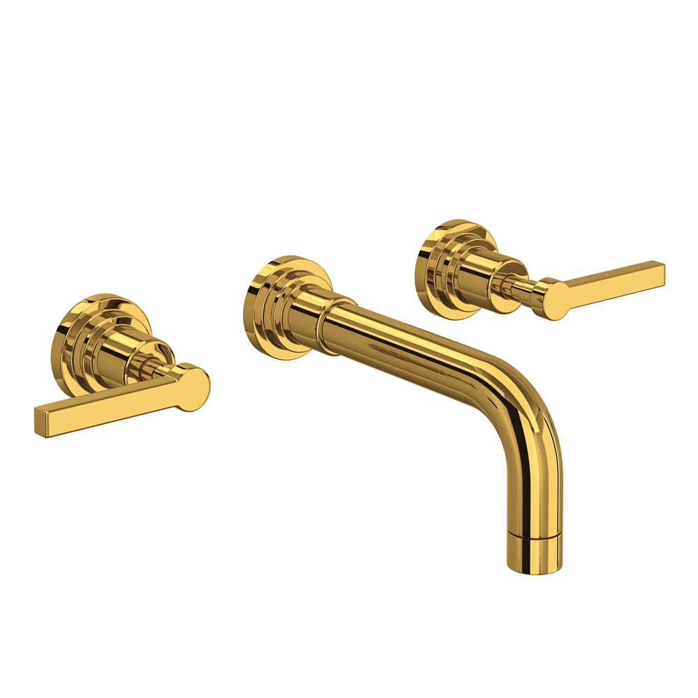 Rohl - Lombardia Wall Mount Lavatory Faucet Trim - Unlacquered Brass