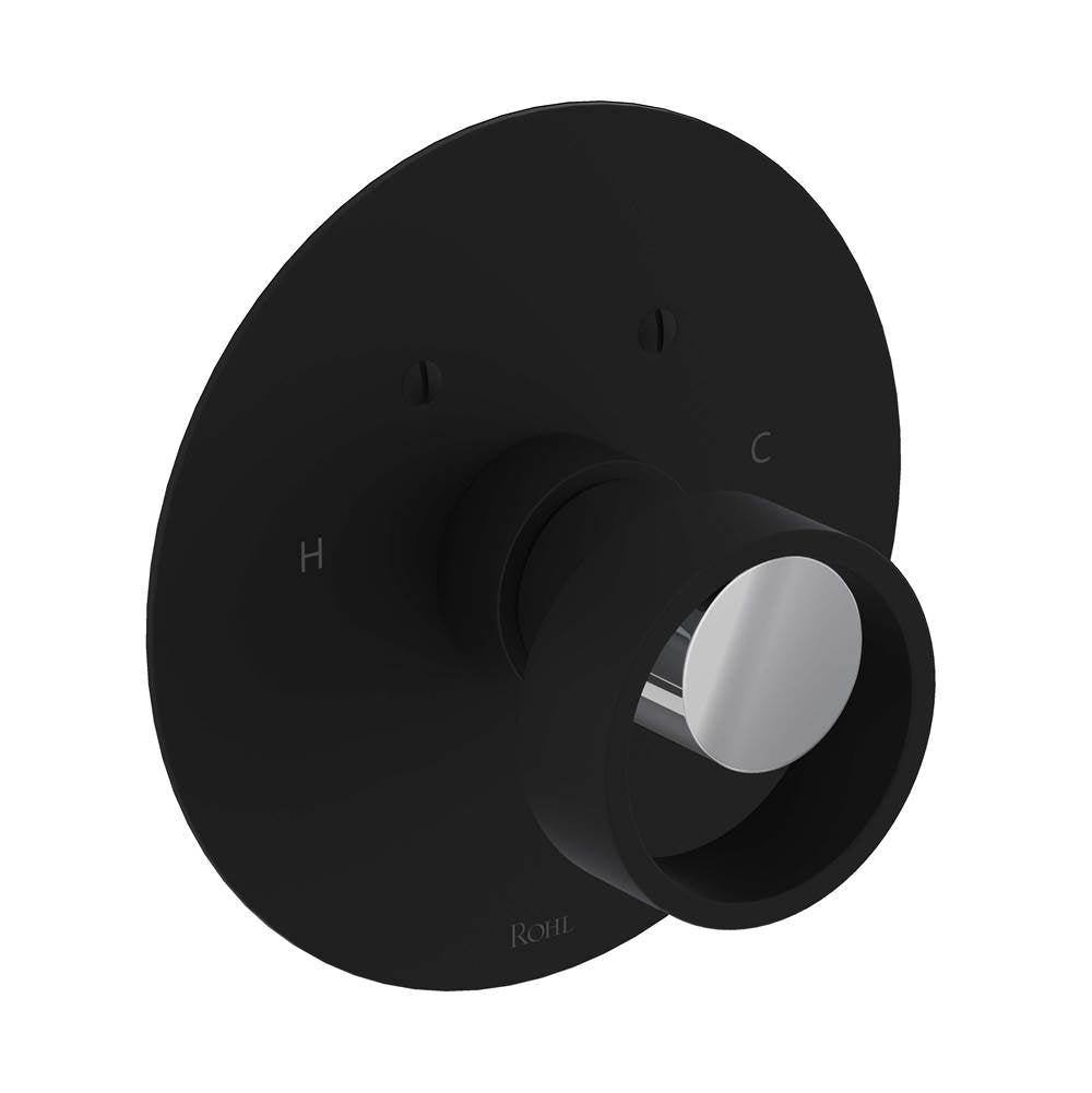 Rohl - EclissiE 3/4'' Thermostatic Trim Without Volume Control - Matte Black With Polished Chrome