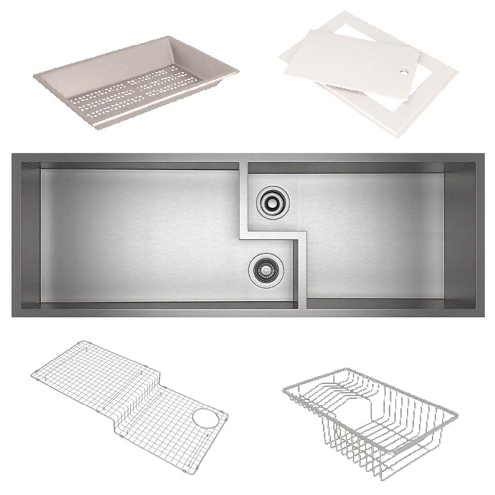 Rohl - CulinarioE 50'' Stainless Steel Chef/Workstation Sink With Accessories - Brushed Stainless Steel