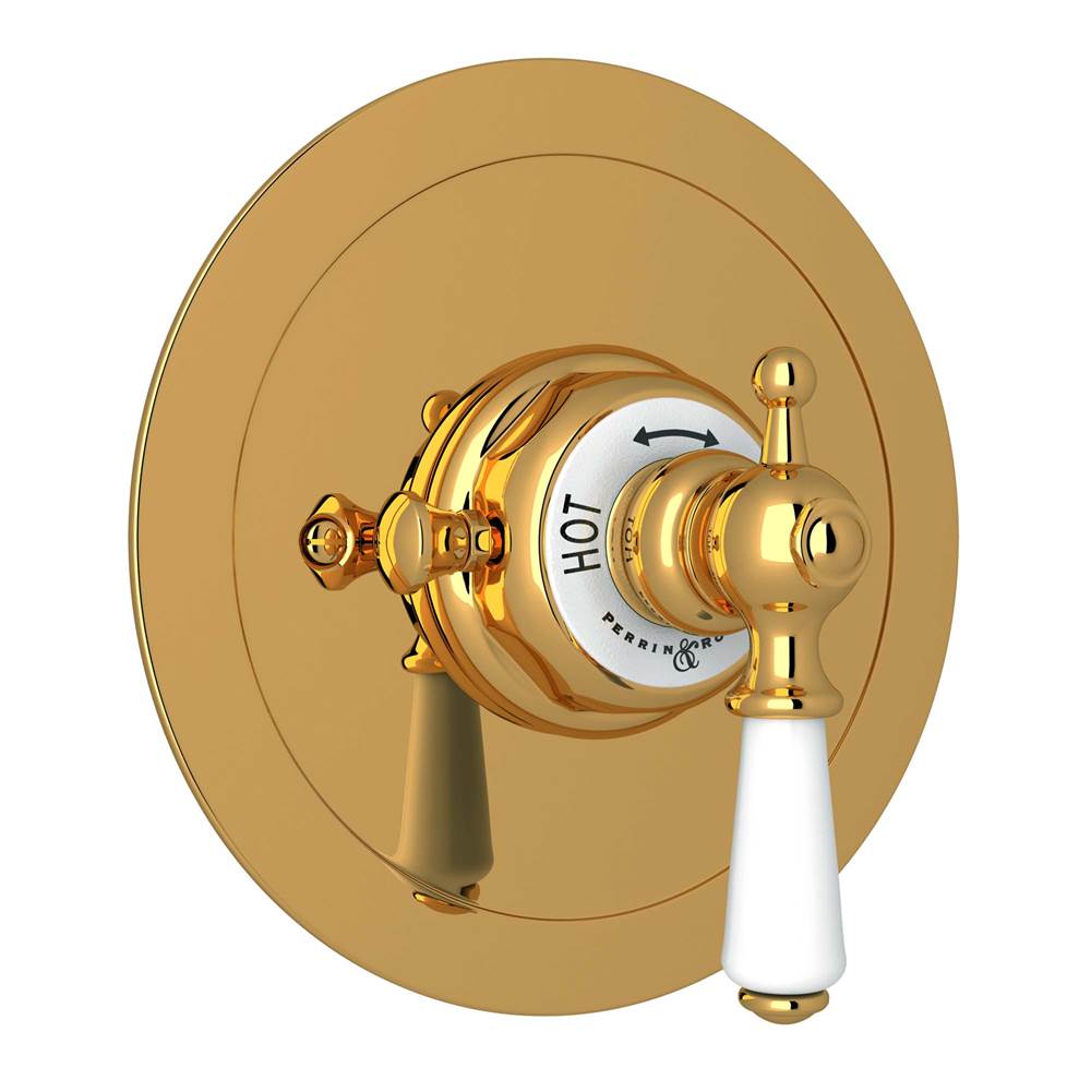 Rohl - EdwardianE 3/4'' Round Thermostatic Trim Without Volume Control - Unlacquered Brass