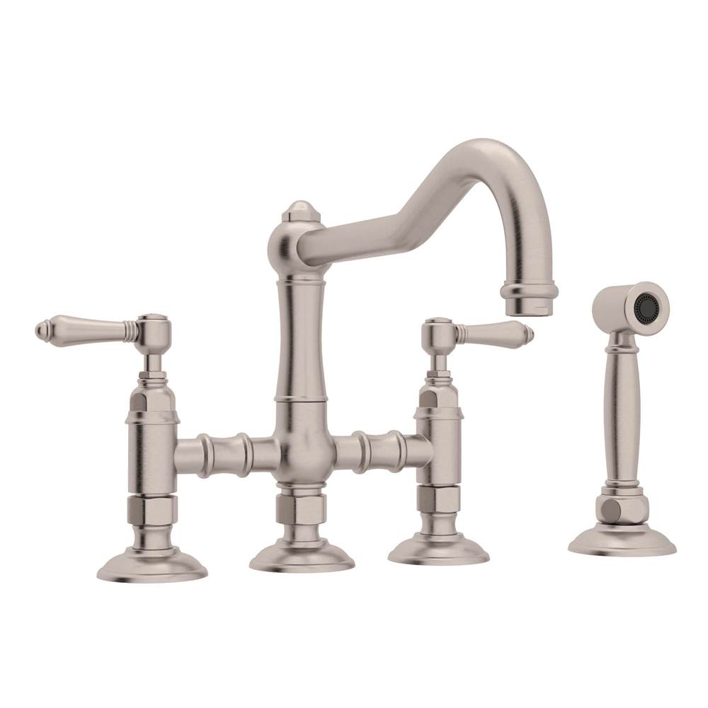Rohl - Acqui Bridge Kitchen Faucet With Side Spray - Satin Nickel