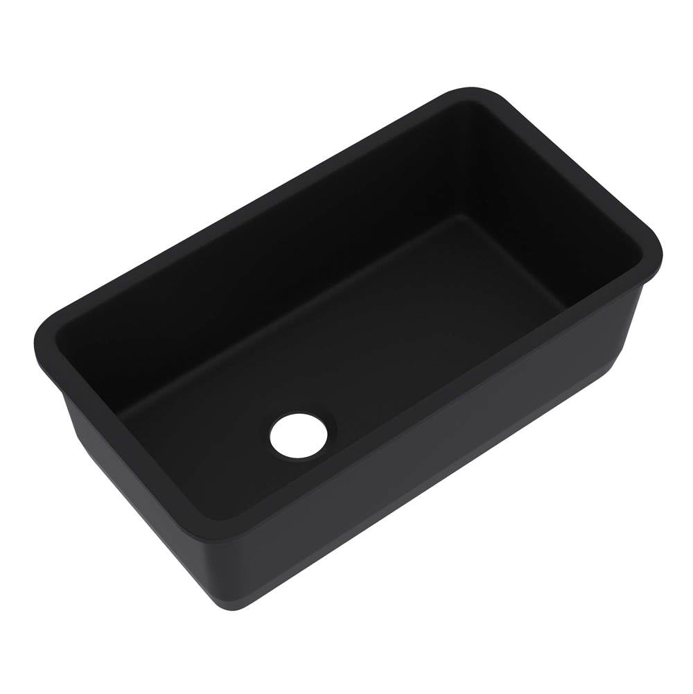 Rohl - AlliaE 34'' Fireclay Single Bowl Undermount Kitchen Sink - Satin Black