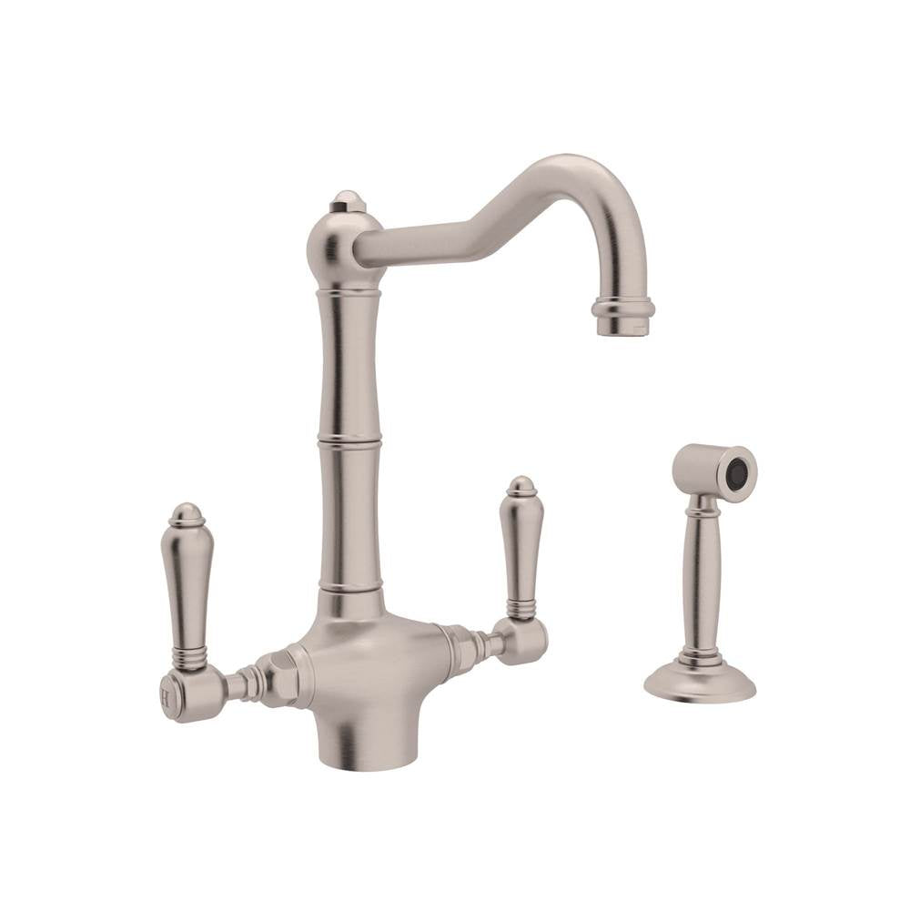Rohl - Acqui Two Handle Kitchen Faucet With Side Spray - Satin Nickel
