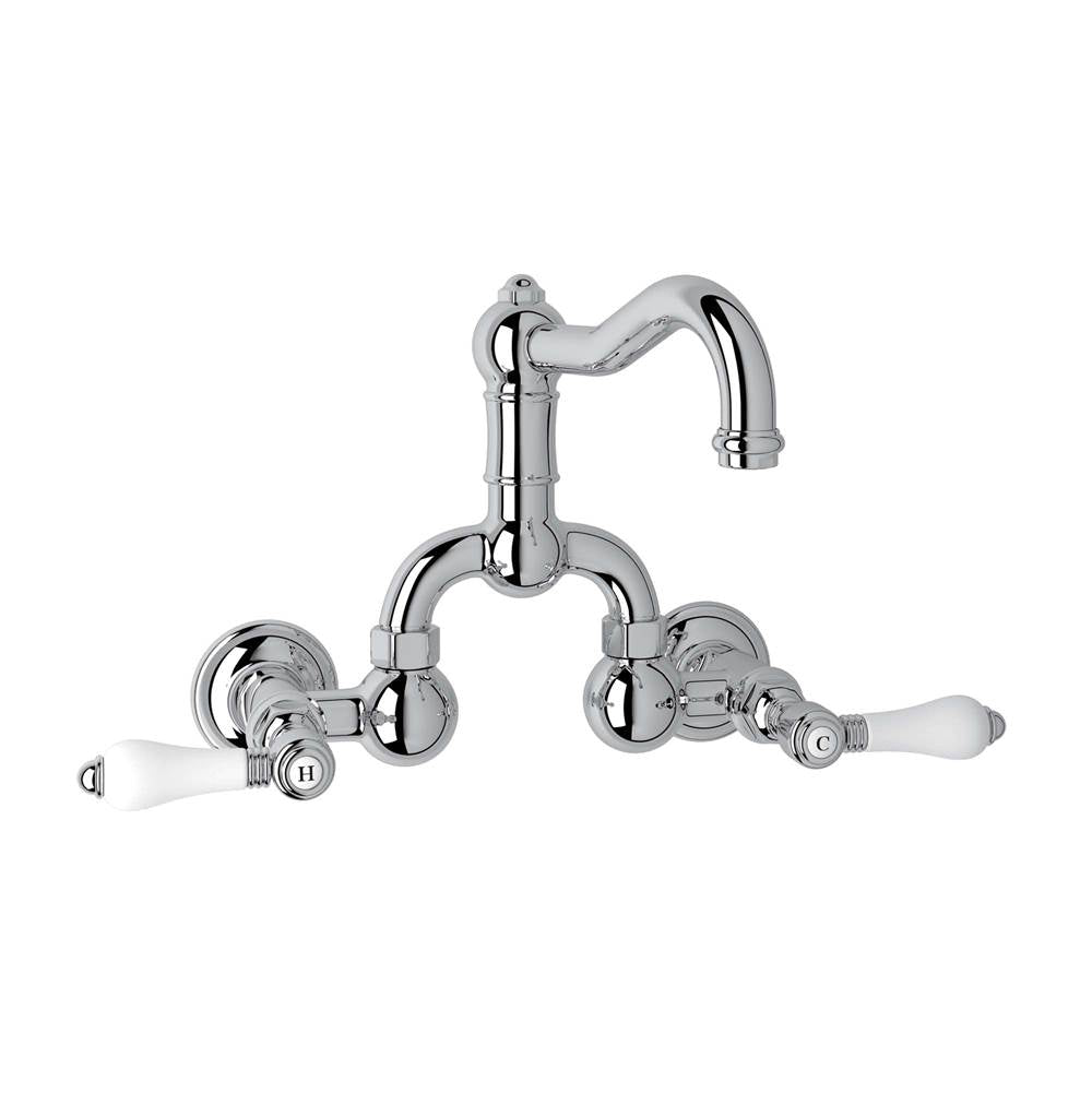 Rohl - Acqui Wall Mount Bridge Lavatory Faucet With Column Spout - Polished Chrome