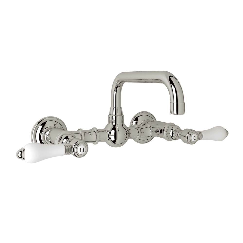 Rohl - Acqui Wall Mount Bridge Lavatory Faucet With U-Spout - Polished Nickel