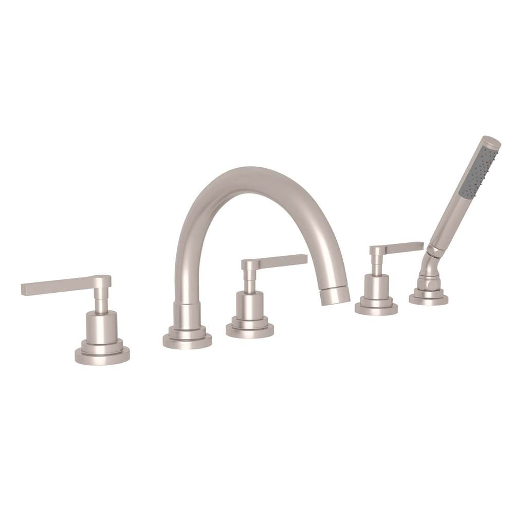Rohl - Lombardia 5-Hole Deck Mount Tub Filler With C-Spout - Satin Nickel