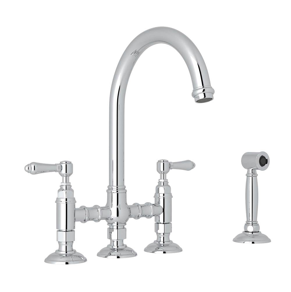 Rohl - San Julio Bridge Kitchen Faucet With Side Spray - Polished Chrome