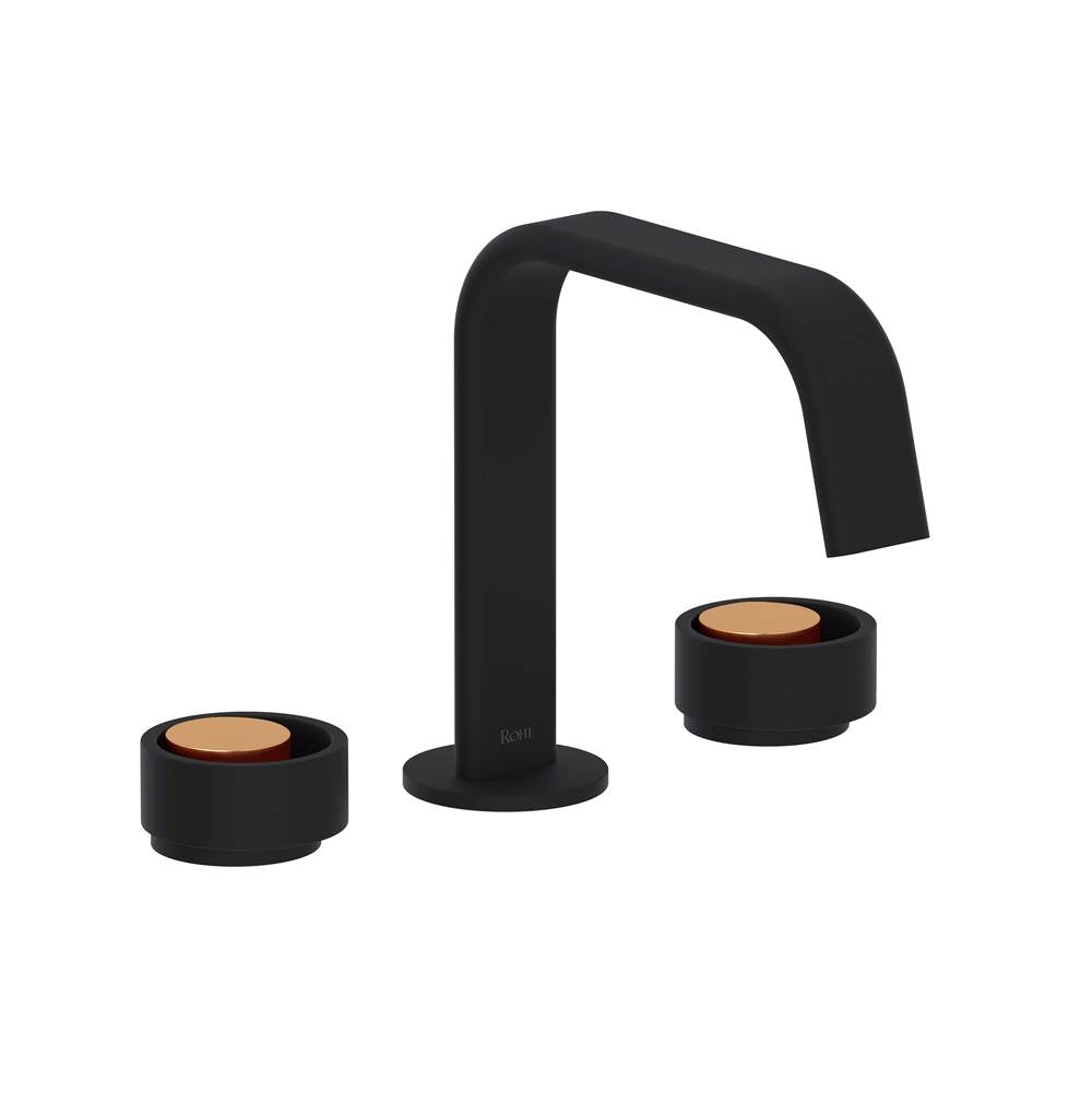 Rohl - EclissiE Widespread Lavatory Faucet With U-Spout - Matte Black With Satin Gold